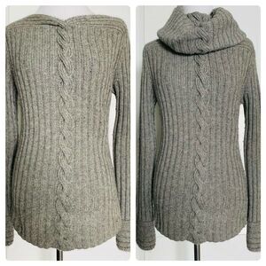 $285 THE WRIGHTS Wool Cashmere Knit Sweater Designer w Detachable Cowl Neck M